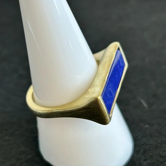 NWT Karen Kane Lapis & Gold Ring - Picture 1 of 14